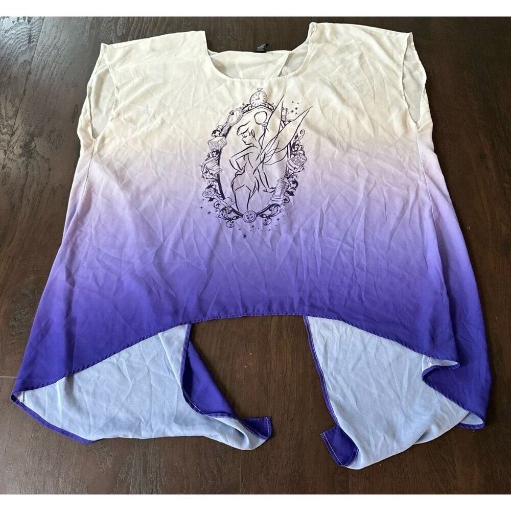 Disney Tinkerbell purple and white ombré split back‎ blouse size 4X